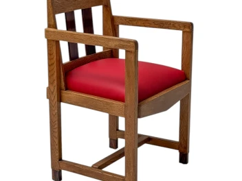 Art Deco Modernist Armchair with Red Leather Seat, 1920s